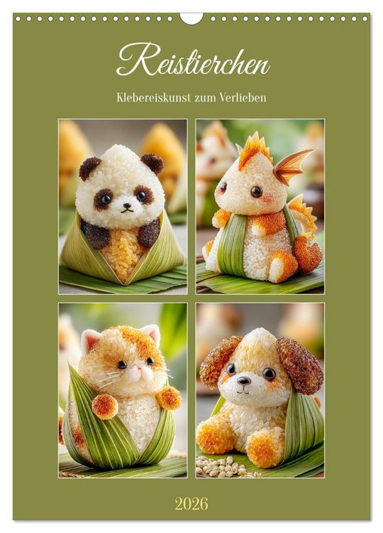 Produktbild: Reistierchen. Klebereiskunst zum Verlieben (Wandkalender 2026 DIN A3 hoch), CALVENDO Monatskalender
