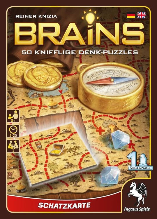 Produktbild: Pegasus - Brains Schatzkarte, 50 knifflige Denk-Puzzles, Denksport