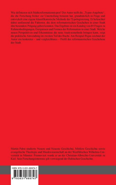 Produktbild: Die Typologisierbarkeit von St&auml;dtereformation und die Stadt Riga als Beispiel