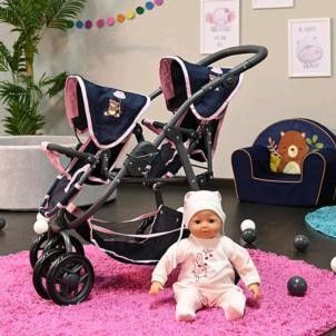 Produktbild: Knorrtoys 16435 - Zwillingspuppenwagen Milo Navy Pink, Sitze verstellbar, klappbar, Schieberh&ouml;he: 50-78cm