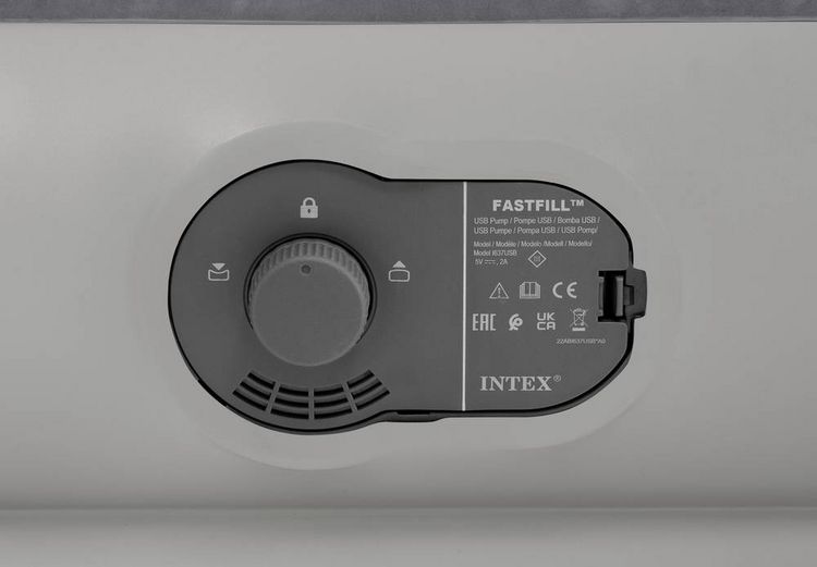 Produktbild: Intex 64112 TWIN DURA-BEAM PRESTIGE AIRBED W/FASTFILL USB PUMP Luftbett (L x B x H) 1910 x 990 x 300 mm Grau