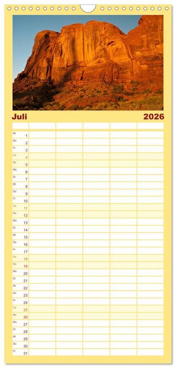 Produktbild: Familienplaner 2026 - Monument Valley mit 5 Spalten (Wandkalender, 21 x 45 cm) CALVENDO