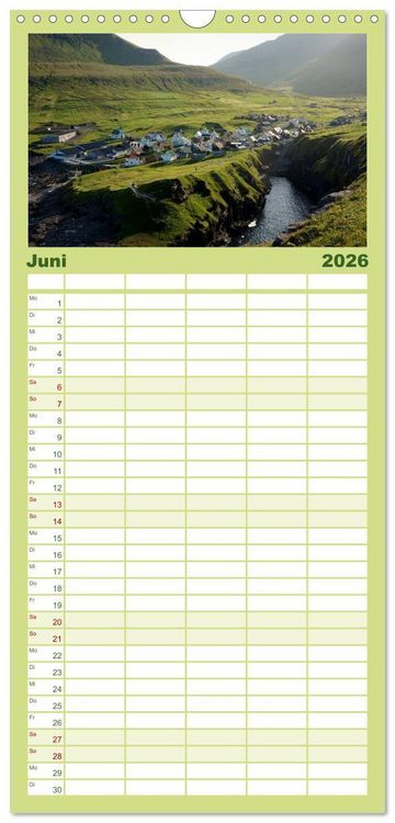 Produktbild: Familienplaner 2026 - F&auml;r&ouml;er - Die wundersch&ouml;nen Inseln im Norden. mit 5 Spalten (Wandkalender, 21 x 45 cm) CALVENDO