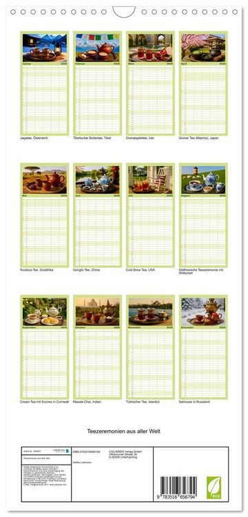 Produktbild: Familienplaner 2026 - Teezeremonien aus aller Welt mit 5 Spalten (Wandkalender, 21 x 45 cm) CALVENDO