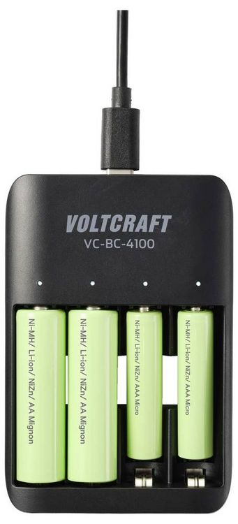 Produktbild: VOLTCRAFT VC-BC-4100 Rundzellen-Ladeger&auml;t NiMH, NiZn, LiIon Mignon (AA), Micro (AAA)