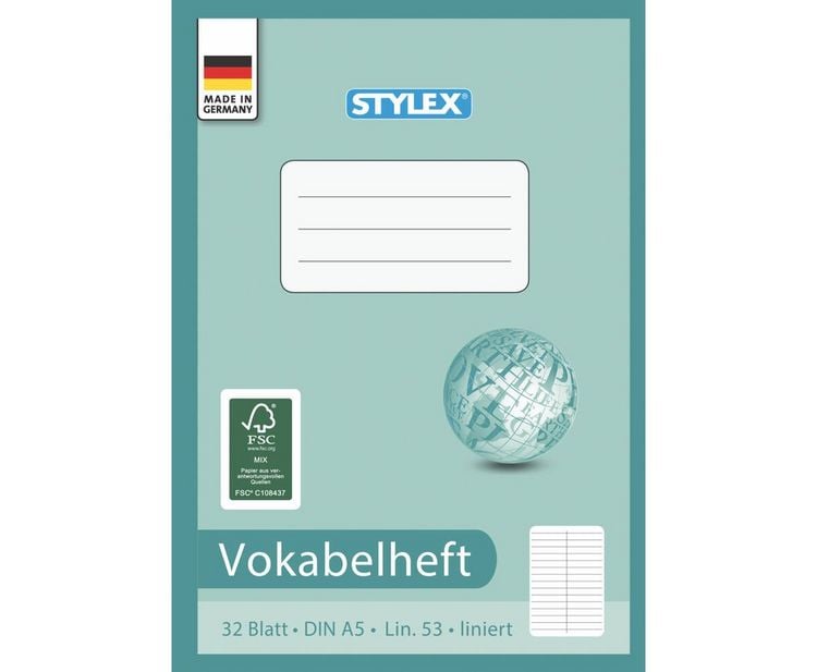 Produktbild: Stylex Vokabelheft, Lineatur 53, DIN A5, 32 Blatt