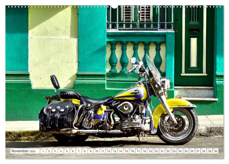 Produktbild: Harley-Davidson - Eine Kultmarke in Kuba (hochwertiger Premium Wandkalender 2025 DIN A2 quer), Kunstdruck in Hochglanz