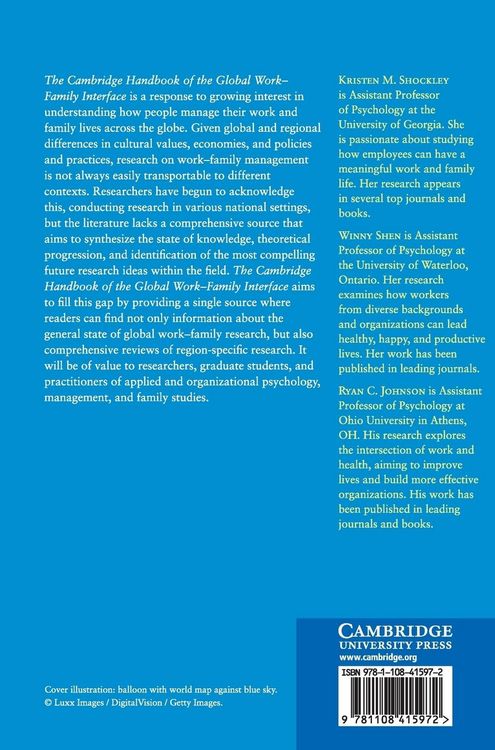 Produktbild: The Cambridge Handbook of the Global Work-Family Interface