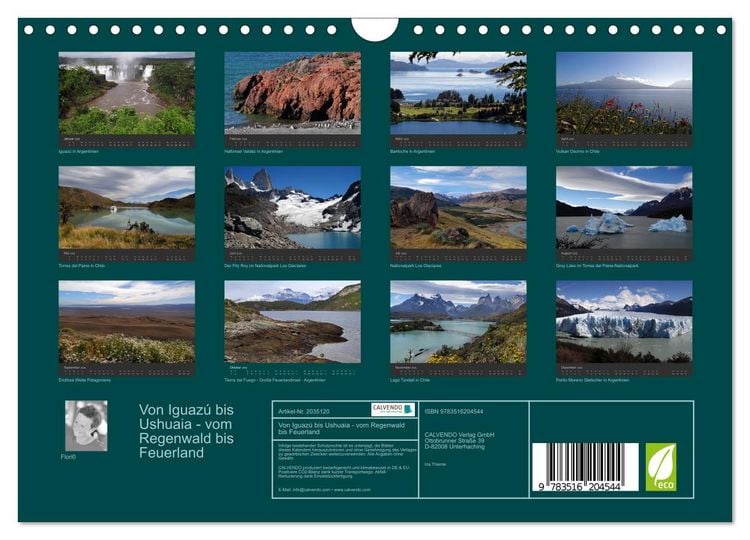 Produktbild: Von Iguaz&uacute; bis Ushuaia - vom Regenwald bis Feuerland (Wandkalender 2026 DIN A4 quer), CALVENDO Monatskalender