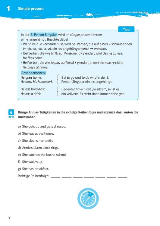 Produktbild: Klett 10-Minuten-Training Englisch Simple Present und Present Progressive 5. Klasse
