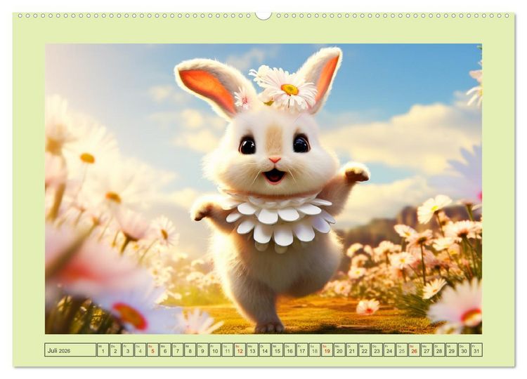 Produktbild: Liebliche Kaninchen. Flauschige Hopsis haben Spa&szlig; (hochwertiger Premium Wandkalender 2026 DIN A2 quer), Kunstdruck in Hochglanz