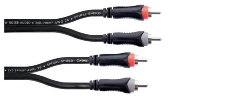 Produktbild: Cordial 14837 Klinke / Cinch Audio Anschlusskabel [2x Cinch-Stecker - 2x Cinch-Stecker] 3 m Schwarz PVC-Mantel, Zwillingsleitung