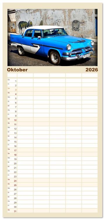 Produktbild: Familienplaner 2026 - DODGE '55 mit 5 Spalten (Wandkalender, 21 x 45 cm) CALVENDO