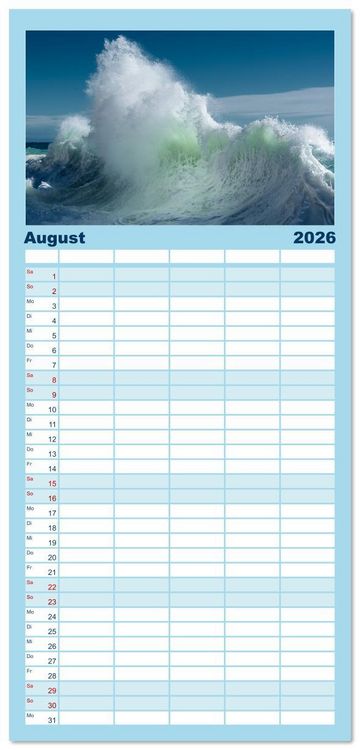 Produktbild: Familienplaner 2026 - Azurblaue Horizonte - Die Sch&ouml;nheit des Meeres einfangen mit 5 Spalten (Wandkalender, 21 x 45 cm) CALVENDO