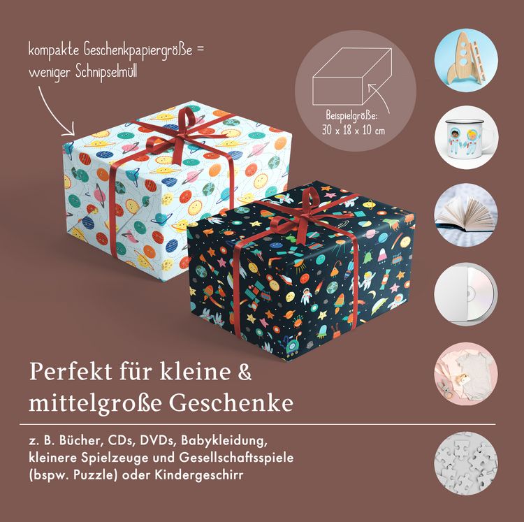 Produktbild: Geschenkpapier-Set f&uuml;r Kinder: Weltall (Astronauten/ Raketen/ Weltraum)