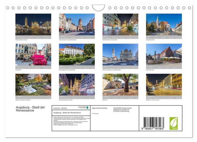 Produktbild: Augsburg - Stadt der Renaissance (Wandkalender 2026 DIN A4 quer), CALVENDO Monatskalender