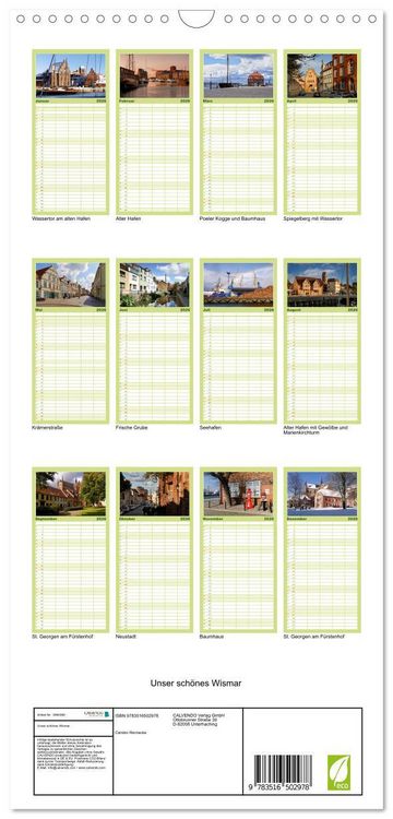 Produktbild: Familienplaner 2026 - Unser sch&ouml;nes Wismar mit 5 Spalten (Wandkalender, 21 x 45 cm) CALVENDO