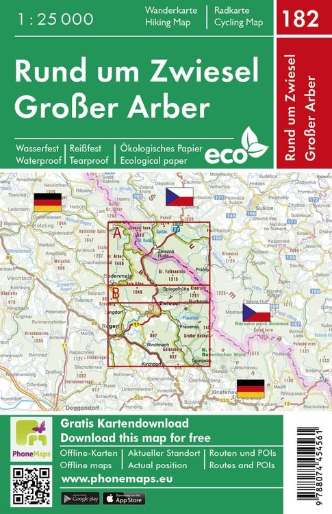 Produktbild: Phonemaps Wander - Radkarte 182 Rund um Zwiesel, Gro&szlig;er Arber, Wander - Radkarte 1:25.000