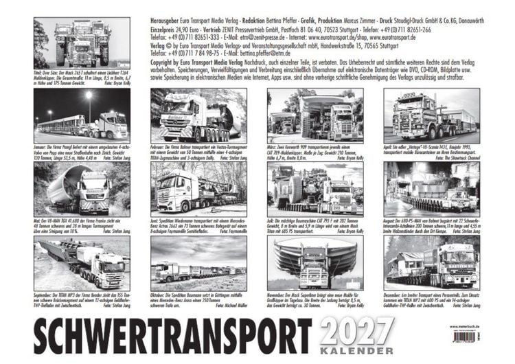 Produktbild: Schwertransporter Kalender 2027