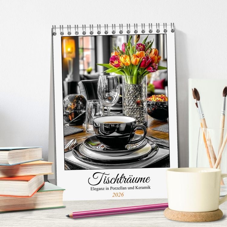 Produktbild: Tischtr&auml;ume. Eleganz in Porzellan und Keramik (Tischkalender 2026 DIN A5 hoch), CALVENDO Monatskalender