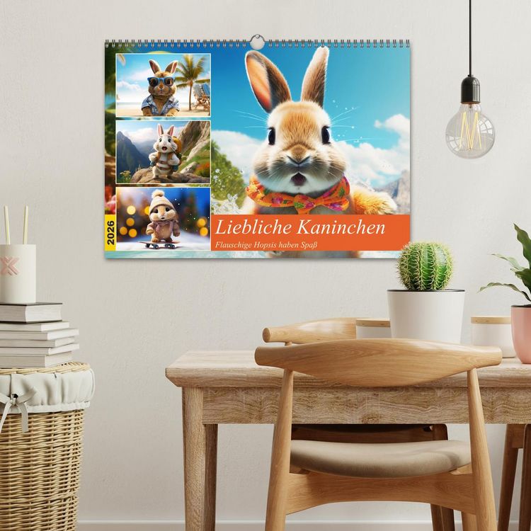 Produktbild: Liebliche Kaninchen. Flauschige Hopsis haben Spa&szlig; (Wandkalender 2026 DIN A3 quer), CALVENDO Monatskalender