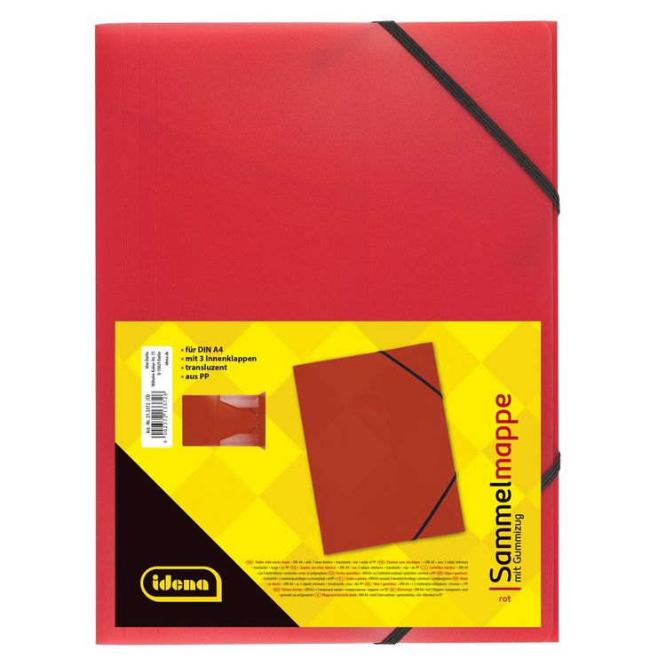 Produktbild: Idena Sammelmappe PP mit Gummizug transluzent rot DIN A4