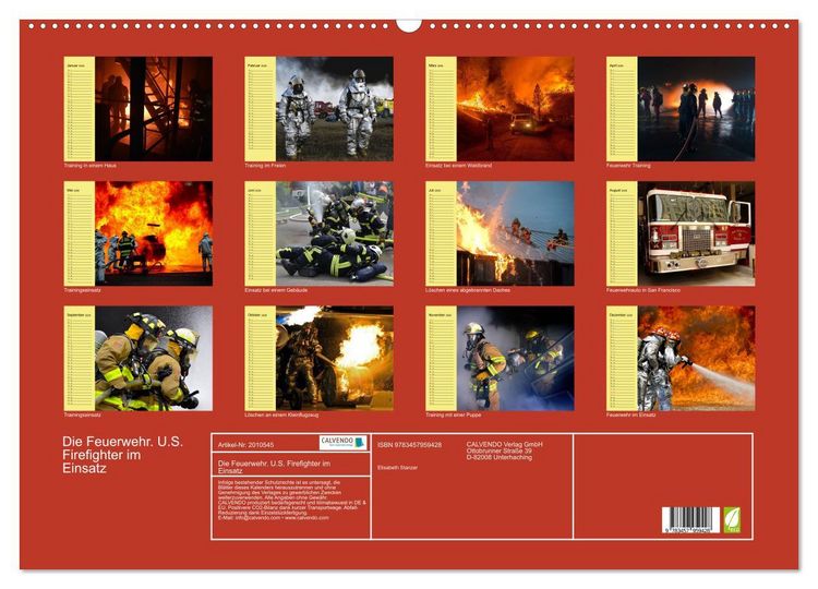 Produktbild: Die Feuerwehr. U.S. Firefighter im Einsatz (Wandkalender 2026 DIN A2 quer), CALVENDO Monatskalender