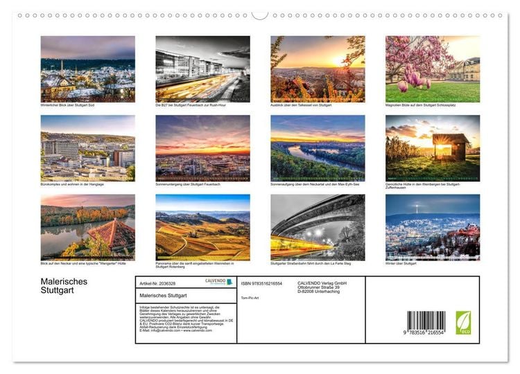 Produktbild: Malerisches Stuttgart (hochwertiger Premium Wandkalender 2026 DIN A2 quer), Kunstdruck in Hochglanz