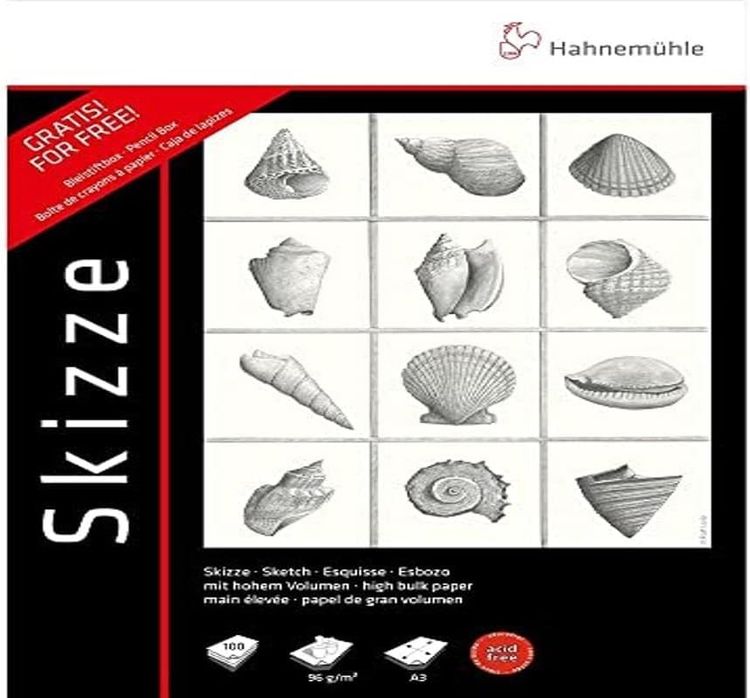 Produktbild: Hahnem&uuml;hle Papier Skizze 96 g/m&sup2; + Bleistiftbox gratis, DIN A 3, 96 g/m&sup2;