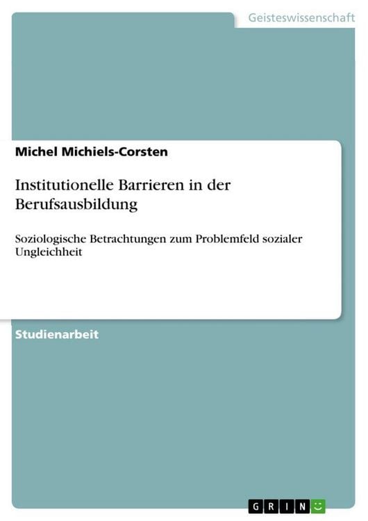 Produktbild: Institutionelle Barrieren in der Berufsausbildung