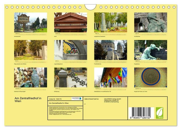 Produktbild: Am Zentralfriedhof in Wien (Wandkalender 2026 DIN A4 quer), CALVENDO Monatskalender
