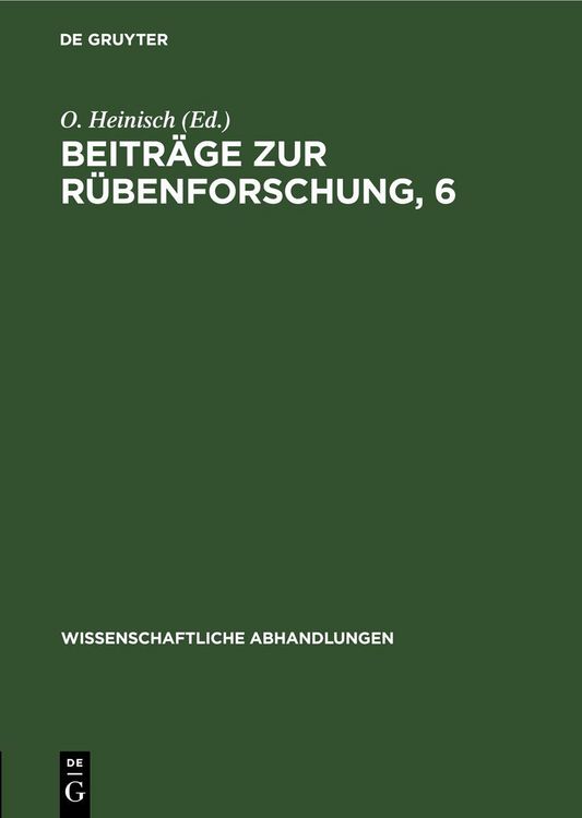 Produktbild: Beitr&auml;ge zur R&uuml;benforschung, 6