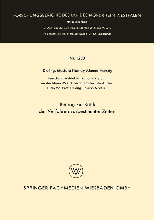 Produktbild: Beitrag zur Kritik der Verfahren vorbestimmter Zeiten