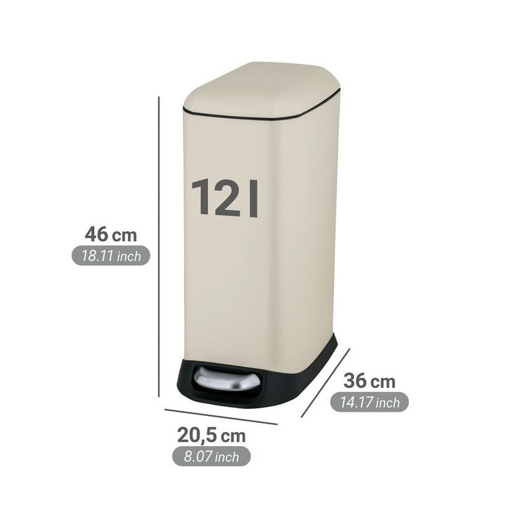 Produktbild: Treteimer Mod. Design 12 L, Easy-Close, Creme, mit herausnehmbarem Einsatz