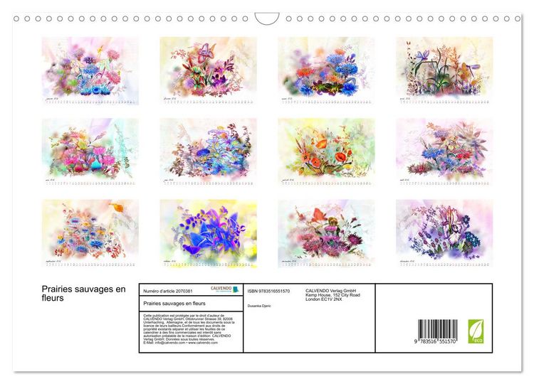 Produktbild: Prairies sauvages en fleurs (Calendrier mural 2026 DIN A3 vertical), CALVENDO calendrier mensuel