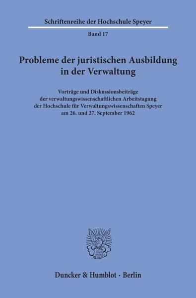 Produktbild: Probleme der juristischen Ausbildung in der Verwaltung.