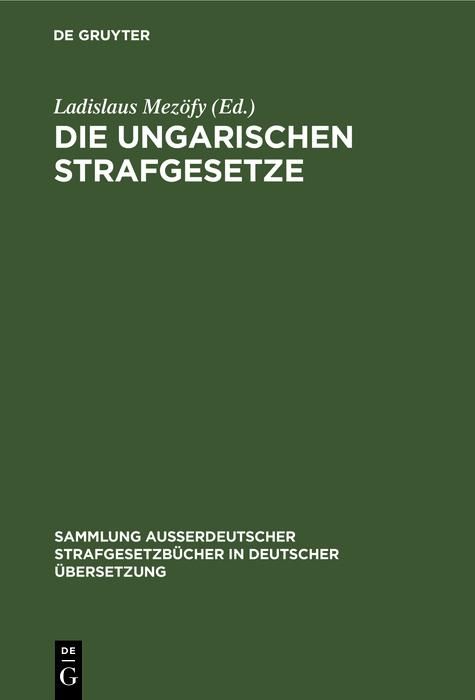 Produktbild: Die Ungarischen Strafgesetze