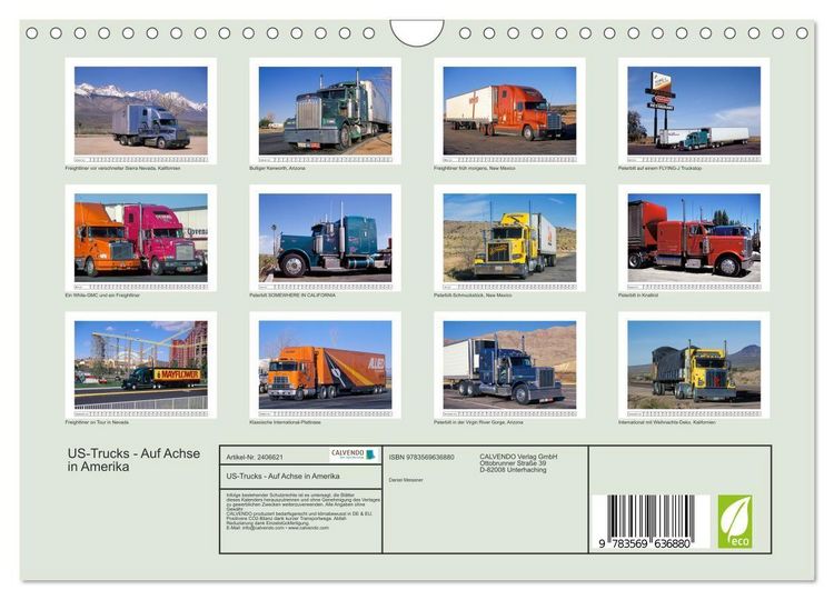 Produktbild: US-Trucks - Auf Achse in Amerika (Wandkalender 2027 DIN A4 quer), CALVENDO Monatskalender