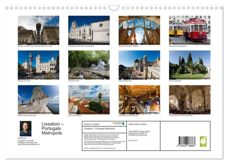 Produktbild: Lissabon &ndash; Portugals Metropole (Wandkalender 2026 DIN A3 quer), CALVENDO Monatskalender