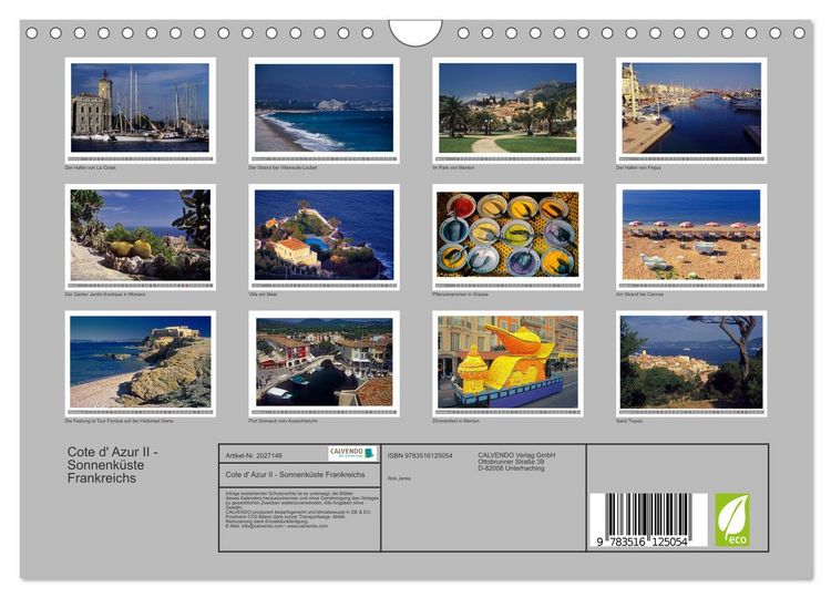 Produktbild: Cote d' Azur II - Sonnenk&uuml;ste Frankreichs (Wandkalender 2026 DIN A4 quer), CALVENDO Monatskalender