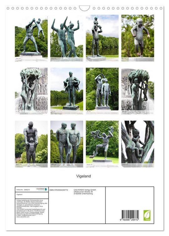 Produktbild: Vigeland (Wandkalender 2027 DIN A3 hoch), CALVENDO Monatskalender