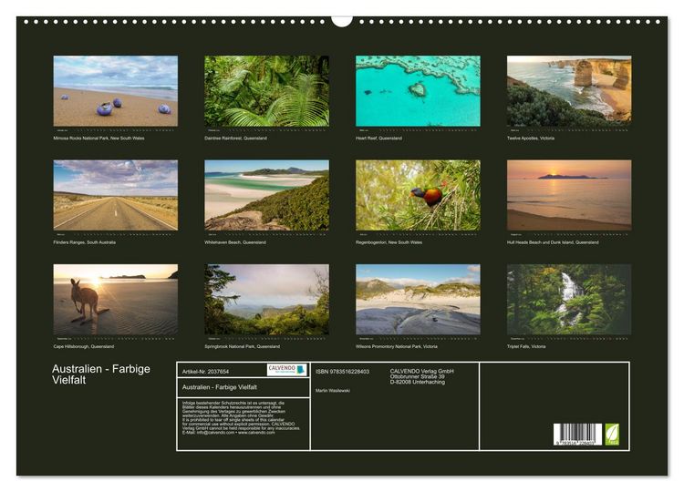 Produktbild: Australien - Farbige Vielfalt (Wandkalender 2026 DIN A2 quer), CALVENDO Monatskalender