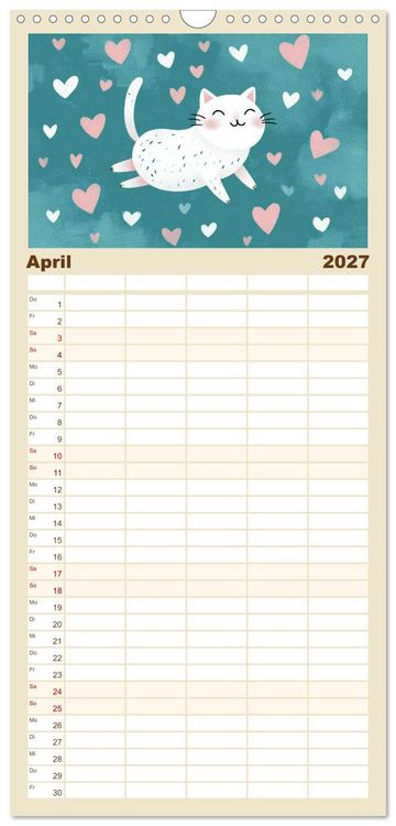 Produktbild: Familienplaner 2027 - Gute Laune Katzen mit 5 Spalten (Wandkalender, 21 x 45 cm) CALVENDO