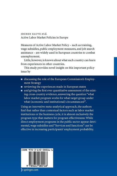 Produktbild: Active Labor Market Policies in Europe