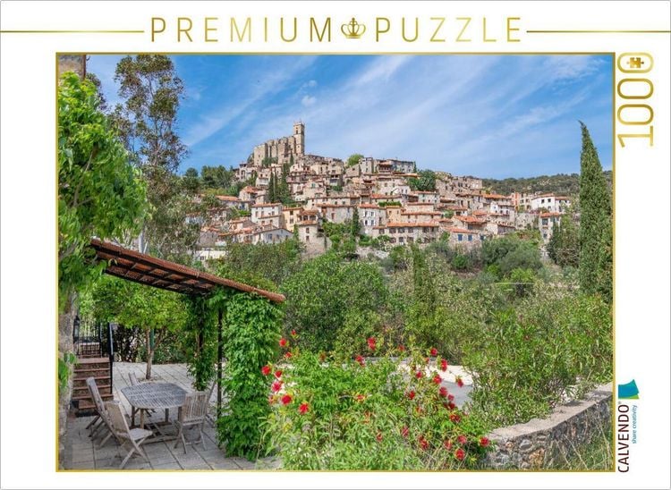 Produktbild: CALVENDO Puzzle Eus. Eines der sch&ouml;nsten D&ouml;rfer Frankreichs auf einer Granitsteinanh&ouml;he | 1000 Teile Lege-Gr&ouml;&szlig;e 64x48cm Foto-Puzzle f&uuml;r gl&uuml;ckliche Stunden