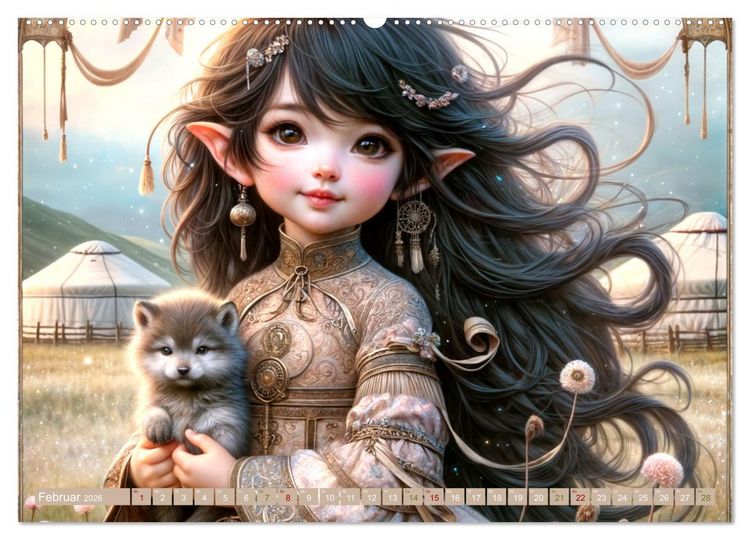 Produktbild: Elfenkinder und ihre Freunde - Magie und Natur im Einklang (Wandkalender 2026 DIN A2 quer), CALVENDO Monatskalender