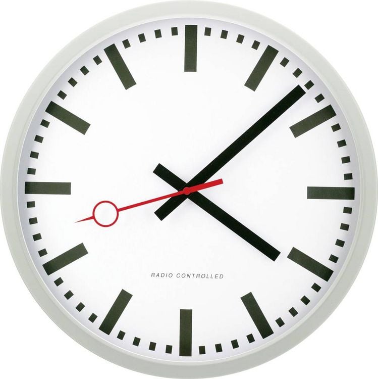 Produktbild: EUROTIME 59530-07 Funk Wanduhr 35cm Silber Leisegang-Uhrwerk
