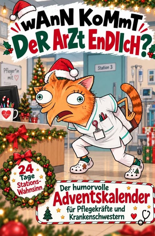 Produktbild: Wann kommt der Arzt endlich? 24 Tage Stationswahnsinn - Der humorvolle Adventskalender f&uuml;r Pflegekr&auml;fte und Krankenschwestern