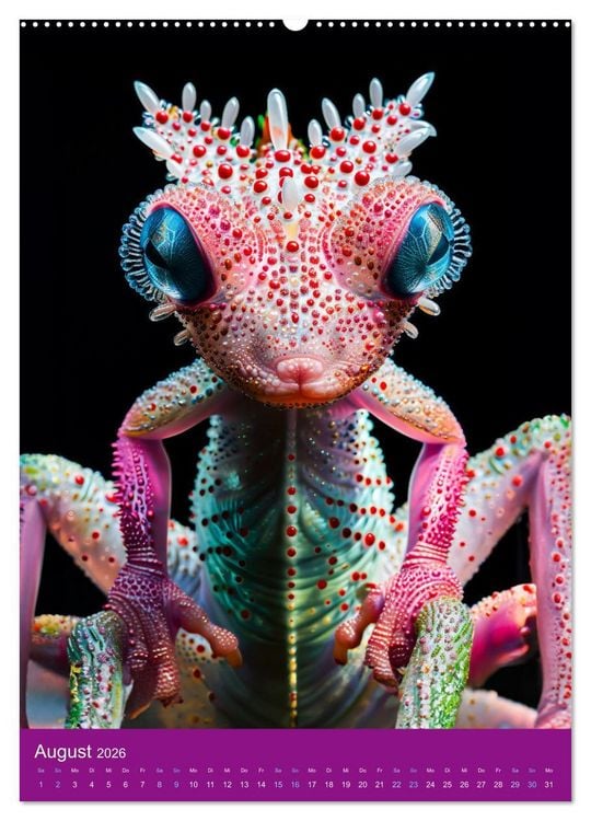 Produktbild: Neon-Evolution - Fluoreszierende Fantasietiere der KI-Welt (Wandkalender 2026 DIN A2 hoch), CALVENDO Monatskalender