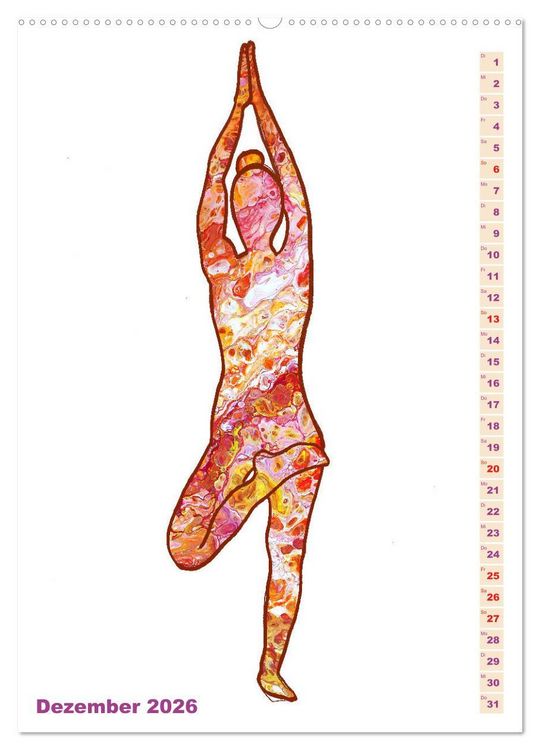 Produktbild: Pr&auml;chtiges Yoga Pouring - Yoga verschmilzt mit Kunst (Wandkalender 2026 DIN A2 hoch), CALVENDO Monatskalender